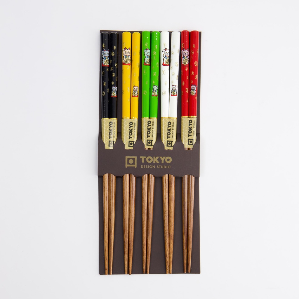 Chopstick Set/5 Lucky Cat A4-43 17909 10/200