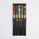 Chopstick Set/5 Black Flower A3-12 17915 10/200