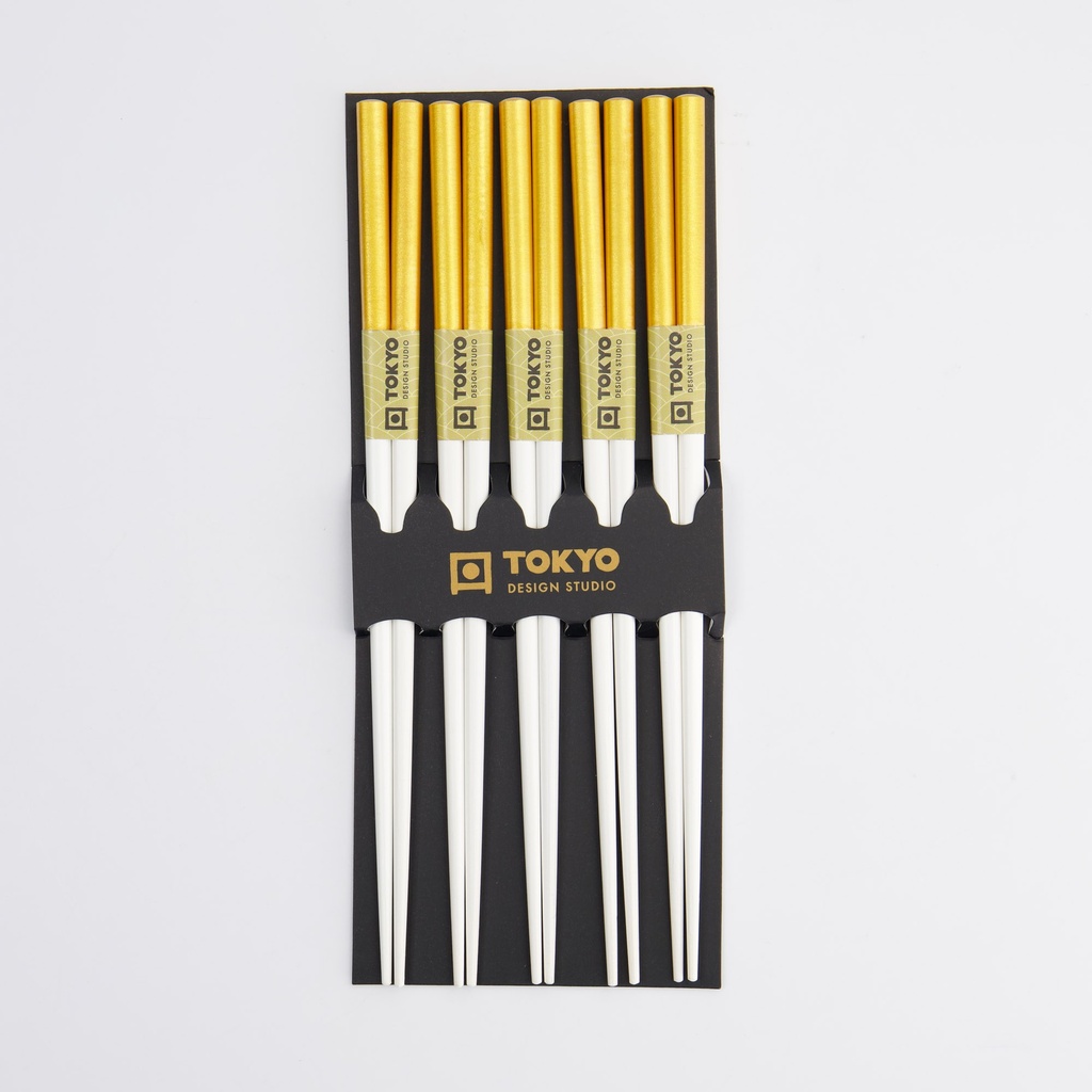 Chopstick Set/5 Gold & White 10/200