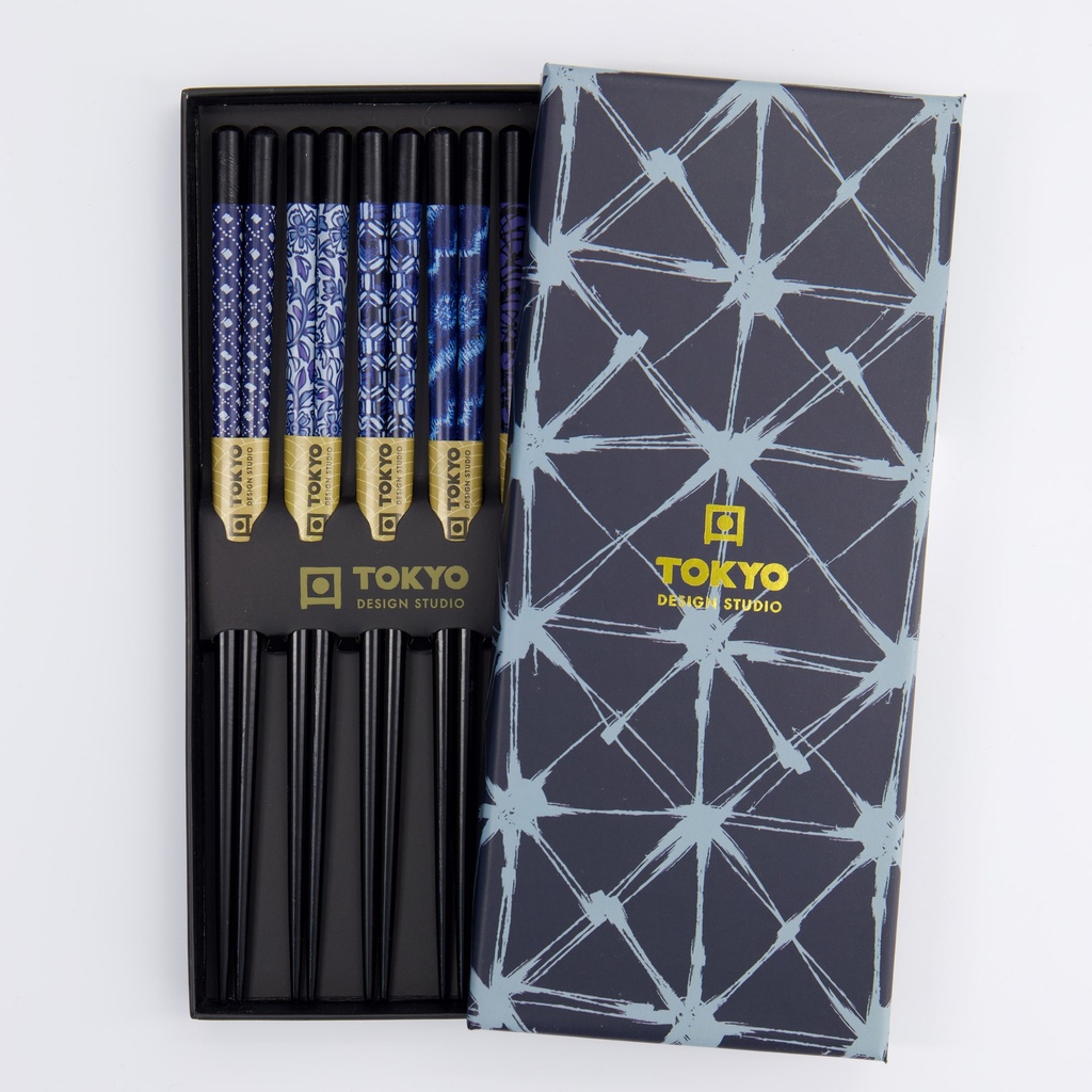 Chopstick Giftset/5 Blue Mixed Designs B-9091X 1/100