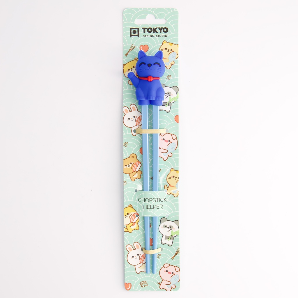 Children Chopsticks Lucky Cat Blue 22cm 4664 6/240