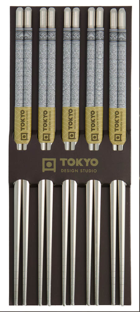 Chopstick Set/5 Stainless Steel Blue Karakusa 8497 10/200