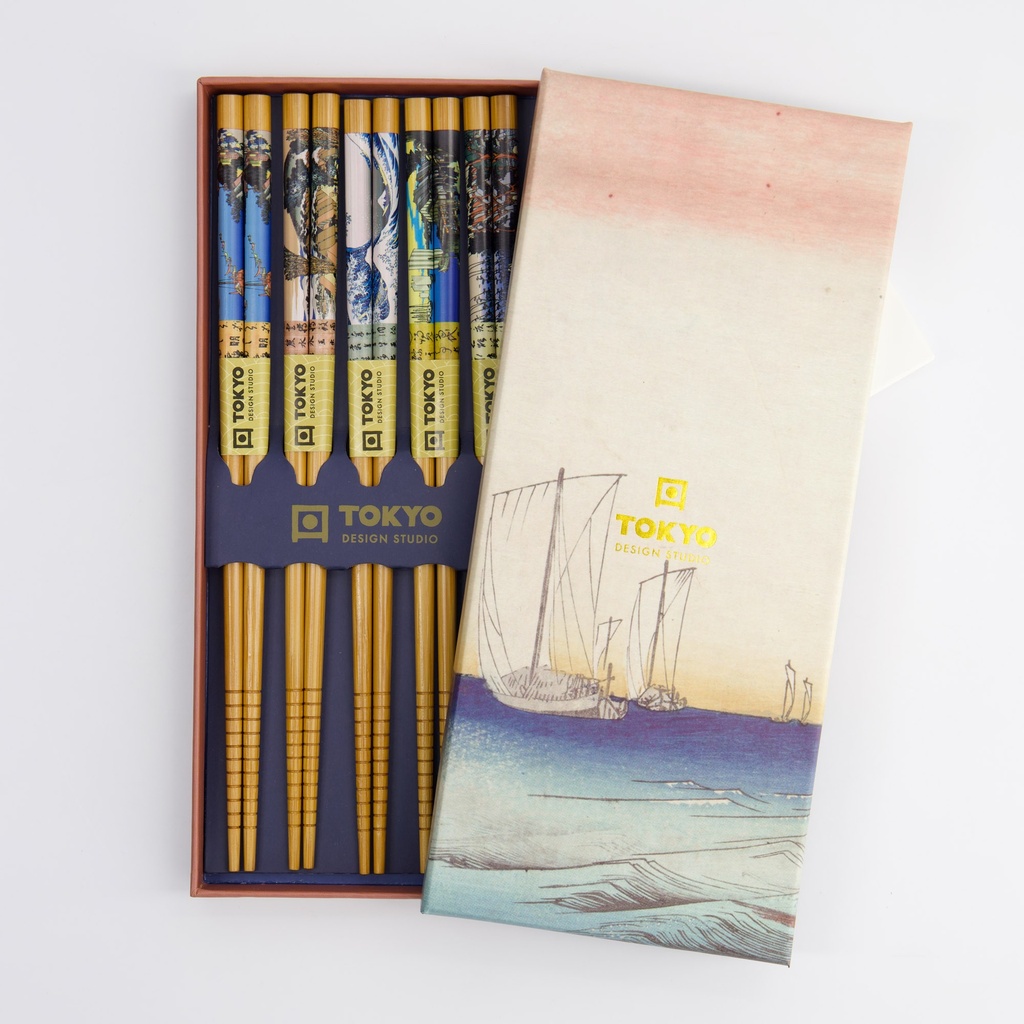 Chopstick Giftset/5 Woodblock Prints B-0307X 1/100