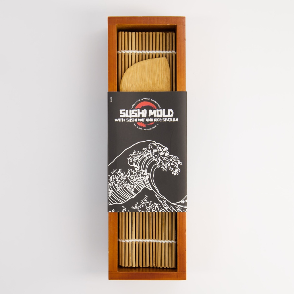 Kitchen TDK FZ Sushi Mold w/Peddle & Mat 26.5x6.5x7.8cm Wood 23-0169 6/36