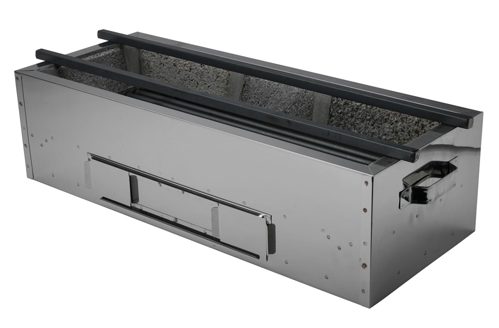 Konro Grill Stainless Steel Yakitori Grill w/Iron Bar 60x24x16.5cm TK-624 603359 1/1