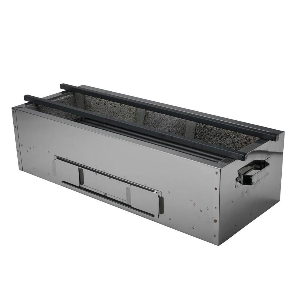 Konro Grill Stainless Steel Yakitori Grill w/Iron Bar 60x24x16.5cm TK-624 603359 1/1