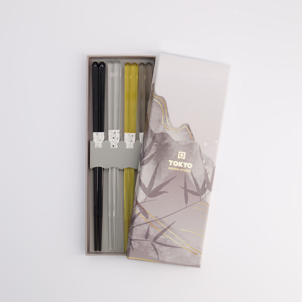 Chopstick Giftset/4 Acrylic Brown DJ-C-202 1/100