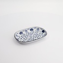 Tokyo Blue Botan Oblong Plate 18.7x13cm 40-230404 HB-8 6/72