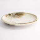 Yukishino Large Round Plate 24.8x3.5cm Br/Wh 21611 4/24