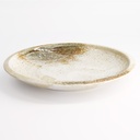 Yukishino Large Round Plate 24.8x3.5cm Br/Wh 21611 4/24