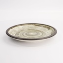 Asashio Large Round Plate 24.8x3.5cm Bk/Wh 21639 4/24