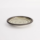 Asashio Round Plate 14x2.2cm Bk/Wh 21640 6/72
