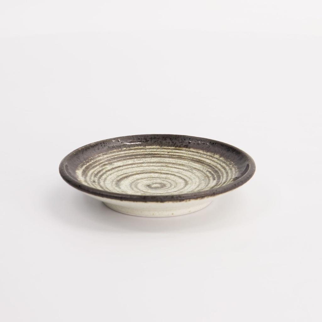 Asashio Round Plate 9.8x1.7cm Bk/Wh 21641 12/192
