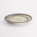 Asashio Round Plate 22.7x3.1cm Bk/Wh 21627 6/36