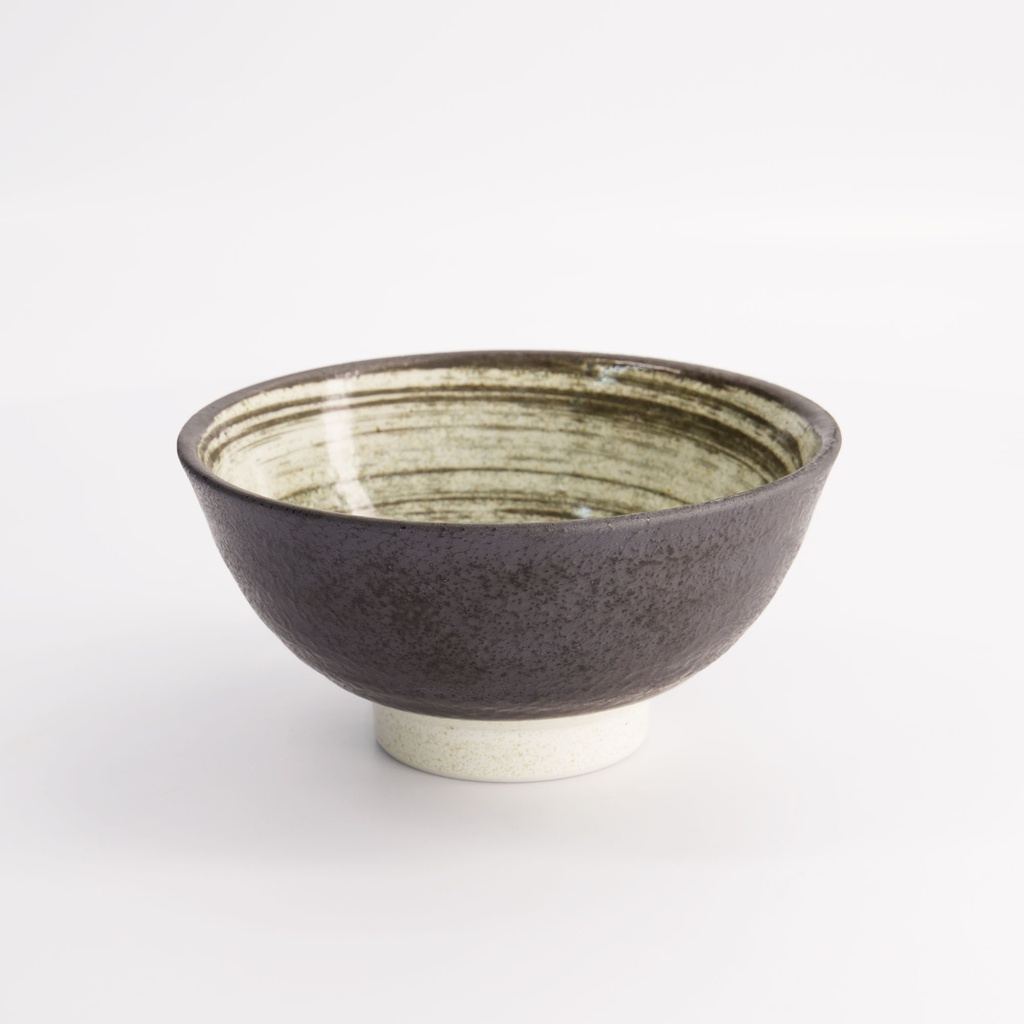 Asashio Bowl Rim 16x7.5cm 600ml Bk/Wh 21630 6/48