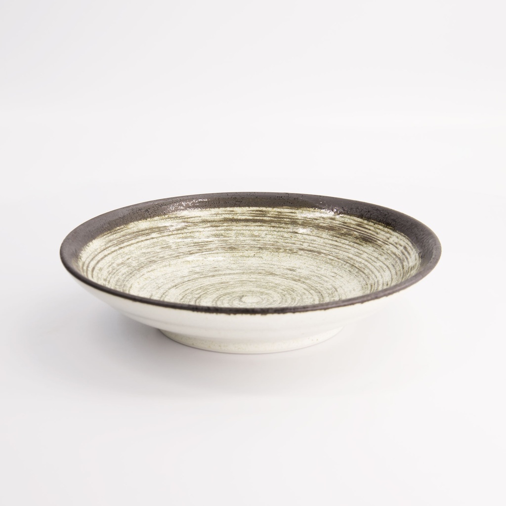 Asashio Deep Plate 23x5cm Bk/Wh 21631 4/32