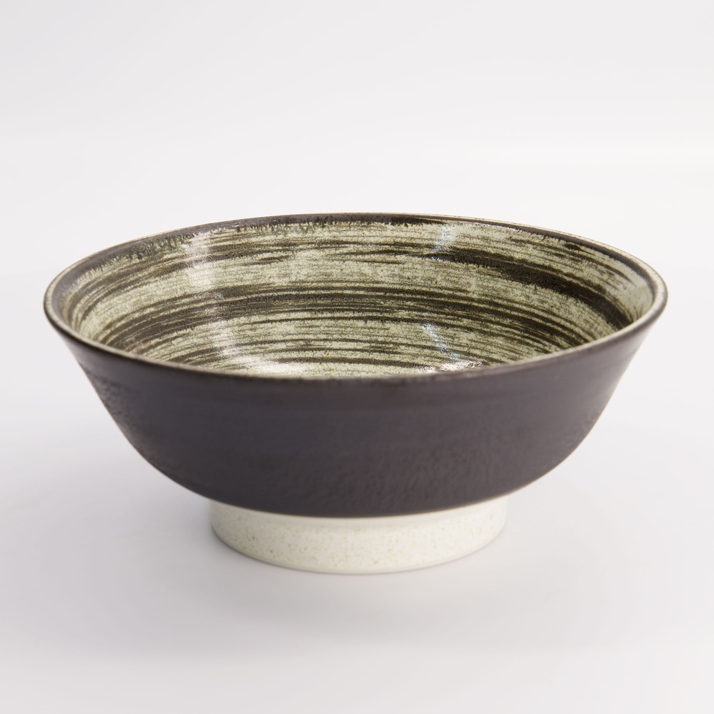 Asashio Ramen Bowl 21.5x9cm 1300ml Bk/Wh 21633 4/24