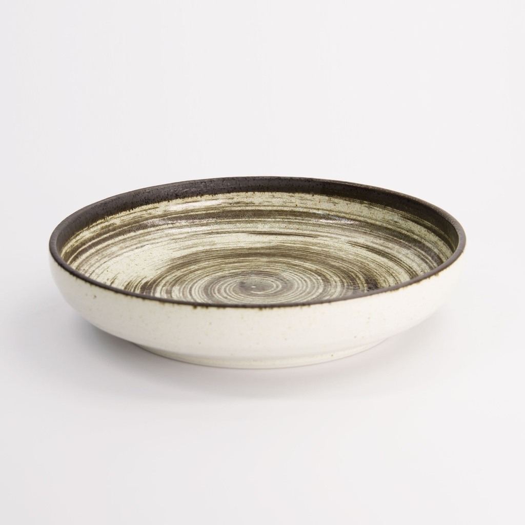 Asashio Pasta Plate 22x4cm 650ml Bk/Wh 21638 3/24