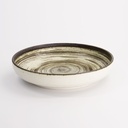 Asashio Pasta Plate 22x4cm 650ml Bk/Wh 21638 3/24