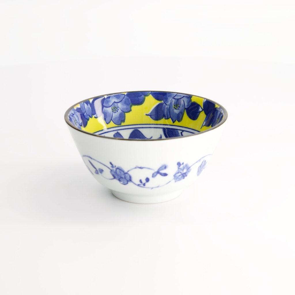 Tsubaki Rice Bowl 12x6.4cm Yellow/Blue 21733 6/72