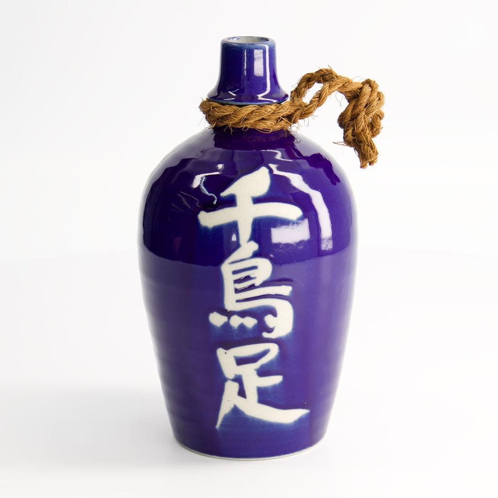 Sake Bottle Deco 19.5cm Blue Azure (Chidori Ashi) YW-7 1/10