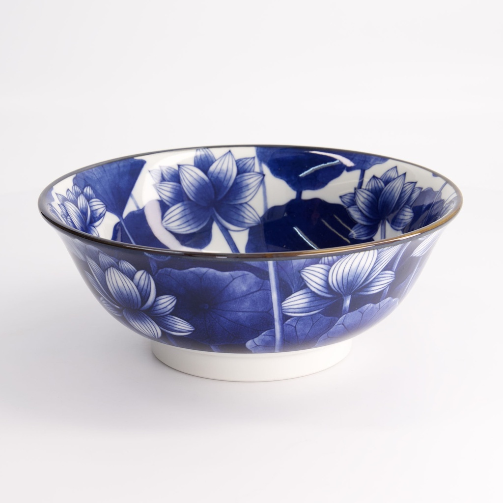 Wa Mixed Bowls Ramen Lotus 20.5x8cm Blue/White KA-45 4/32