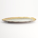 Yamasaku Oblong Plate 33x13.5x2.5cm White/Brown 6/36