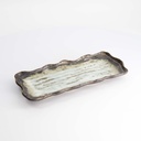 Yamasaku White/Brown Rectangular Plate 29x13x3cm KA-47 6/36