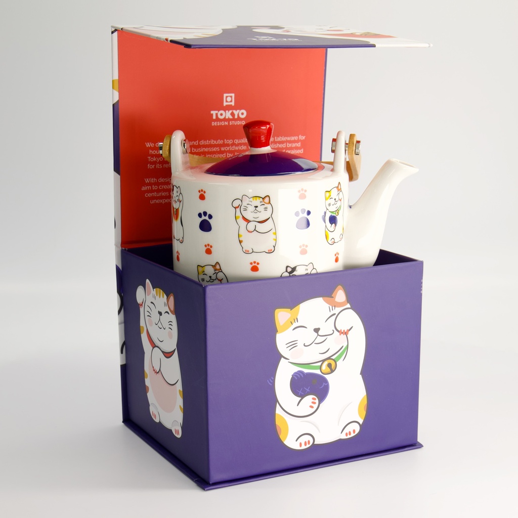 Kawaii Lucky Cat Tea Pot Giftset 0.8lt 1/12