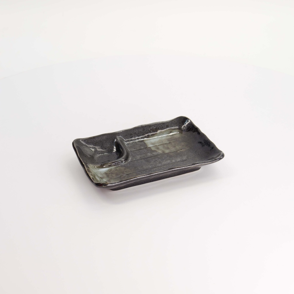 Mino Craft Divided Plate 17x11x2.5cm Black 8/64
