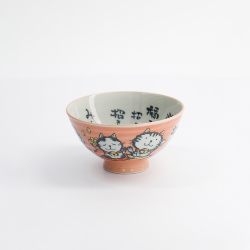 [2153] Kawaii Cat Neko Rice Bowl 11.4x6.2cm 300ml Pink HR-0318/P 5/120