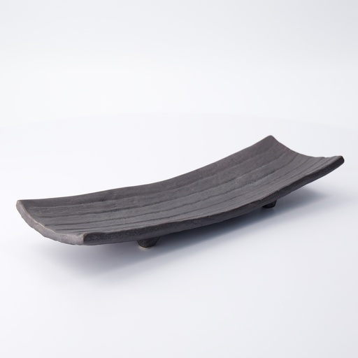 [7235] Mino Craft Rectangular Plate 31.5x10cm Black  6/36