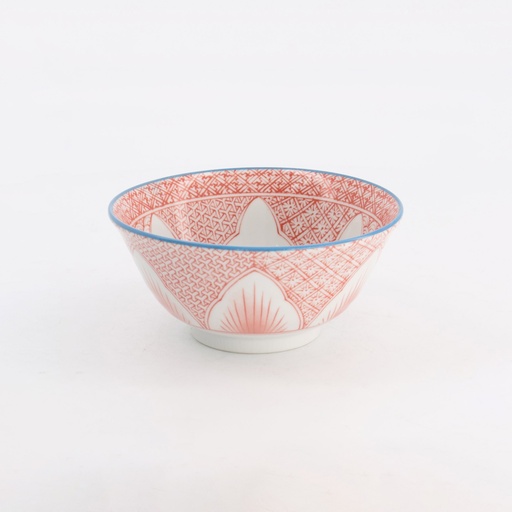 [8964] Lily Flower Tayo Bowl 14.8x6.8 550ml Red HB-3625/A 6/48