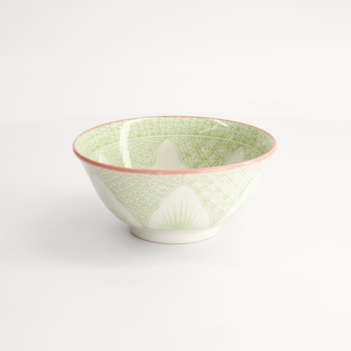 [8965] Lily Flower Tayo Bowl 14.8x6.8 550ml Green HB-3625/B 6/48