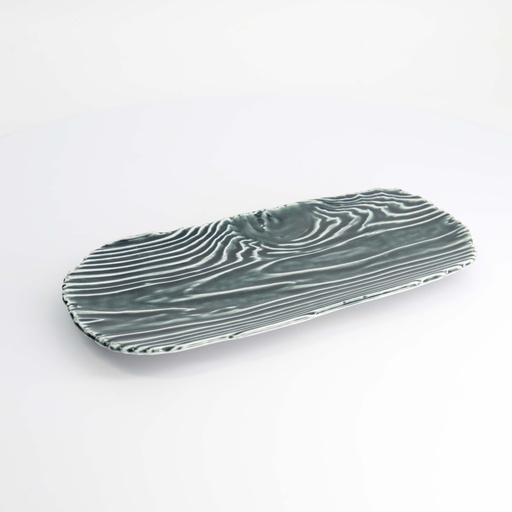 [7846] Mino Craft Rectangular Plate 31x14.5cm Black 3/24