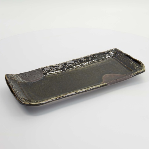 [7848] Mino Craft Rectangular Plate 33.6x14cm Green 3/24