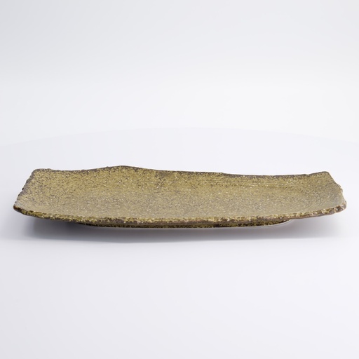 [7851] Mino Craft Rectangular Plate 32.4x16cm Brown 3/24