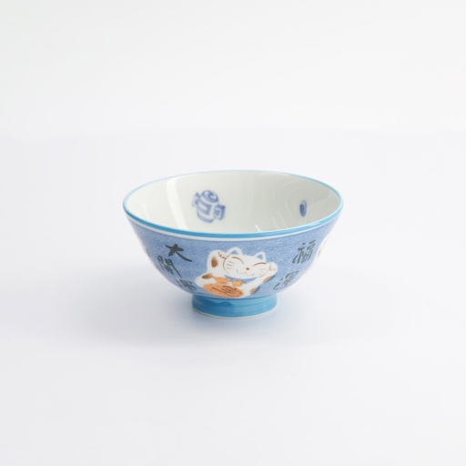 [14968] Kawaii Rice Bowl 11.3x5.8cm 300ml Bowl Cat Neko Blue HR40/3  5/80