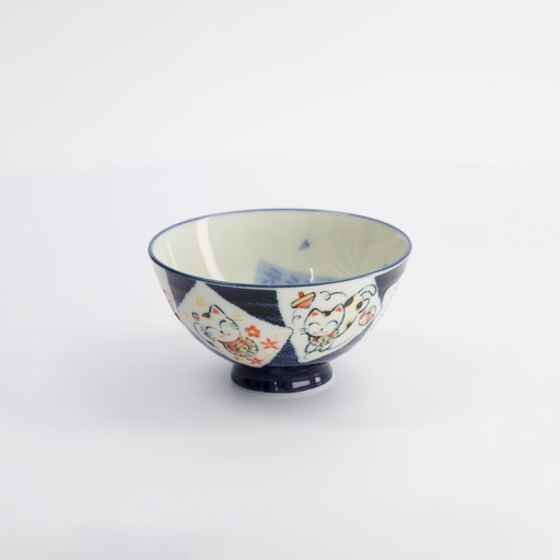 [14972] Kawaii Rice Bowl 11.2x6cm 300ml Bowl Cat Neko Blue HR54/BC 5/120