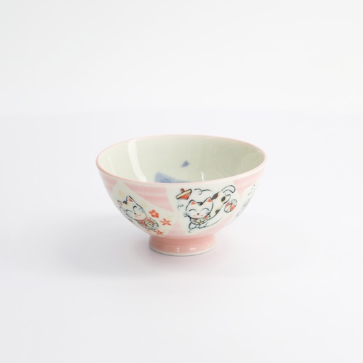 [14973] Kawaii Rice Bowl 11.5x6.2cm 300ml Bowl Cat Neko Pink HR54/PC 5/120