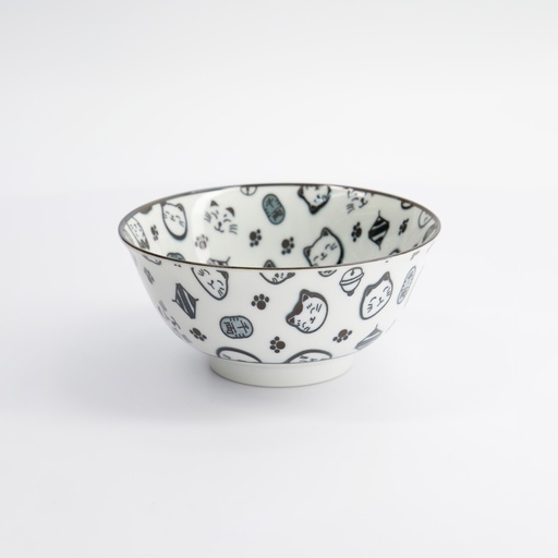 [15426] Kawaii Lucky Cat Neko Bowl 15x7cm 500ml Black HB-7109/A 6/48