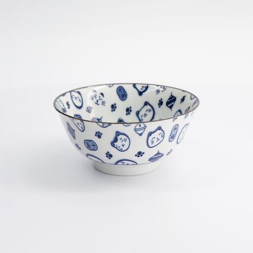 [15427] Kawaii Lucky Cat Neko Bowl 15x7cm 500ml Blue HB-7109/B 6/48