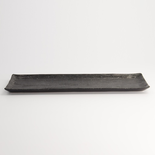 [15448] Mino Craft Rectangular Plate 33.2x10.5cm Black  5/40