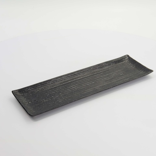 [15448] Mino Craft Rectangular Plate 33.2x10.5cm Black  5/40