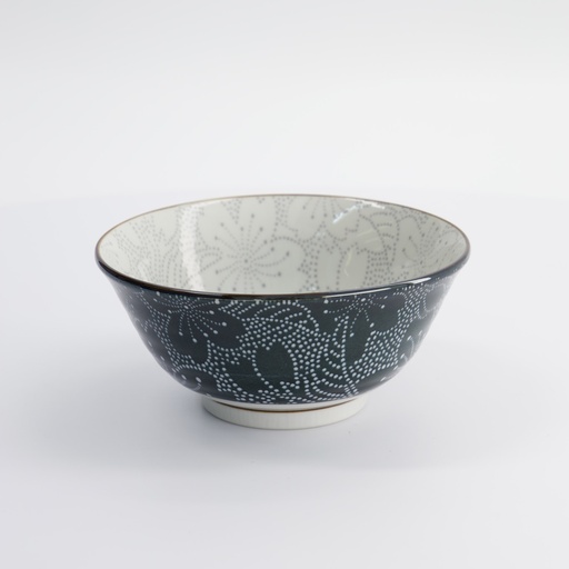 [15464] Mixed Bowls Dot Sakura 14.8x6.8cm 500ml Grey/Black HB-7101/B 6/48