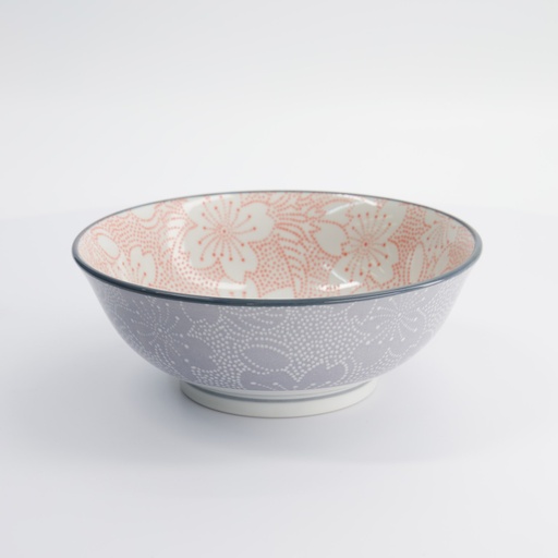 [15469] Mixed Bowls Ramen Sakura 19.7x7cm 1000ml Red/Grey HB-7102/C 4/32