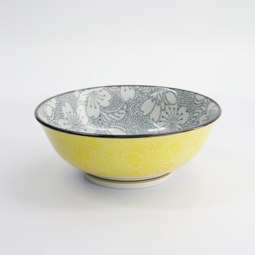 [15470] Mixed Bowls Ramen Sakura 19.7x7cm 1000ml Black/Yellow HB-7102/D 4/32