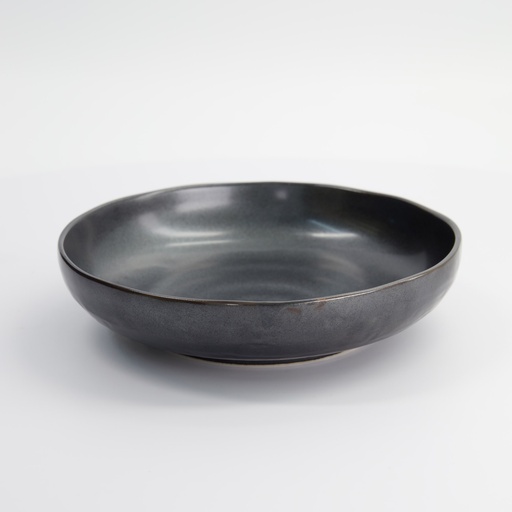 [15476] Tetsu Kessho Black Shallow Bowl 21x5cm 1000ml HB-7165 2/24