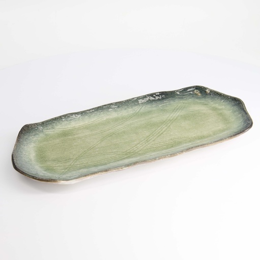 [14295] Yamasaku Green Plate 36x16.7x2.1cm YW-5544 3/24