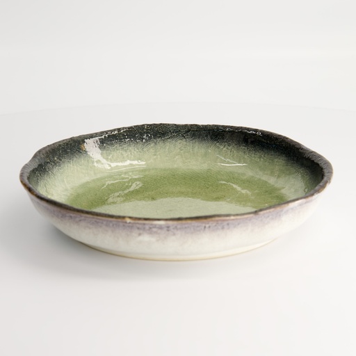 [14299] Yamasaku Green Dish 21.8x4cm YW-5548 3/18